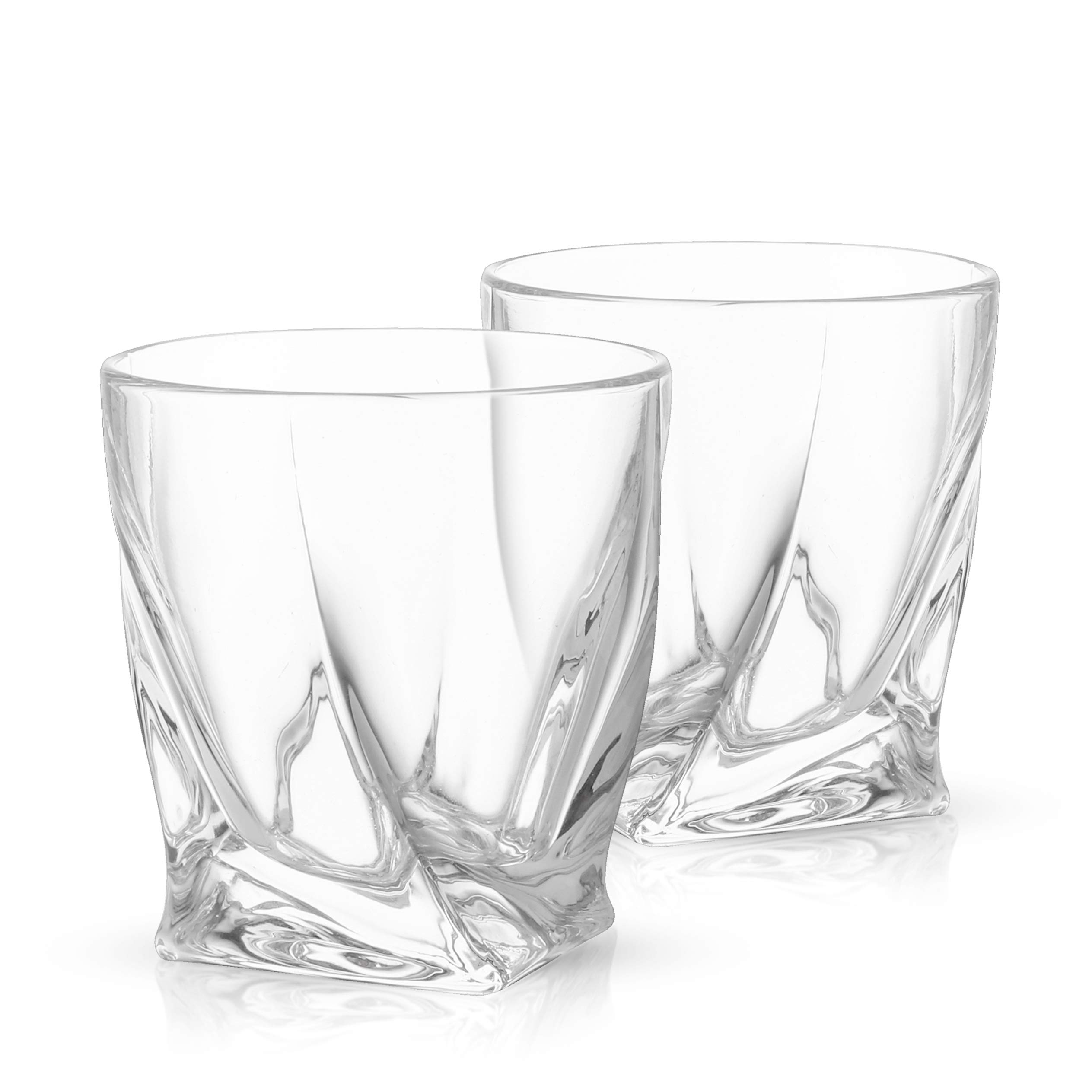 JoyJolt Atlas Crystal Whiskey Glasses, Old Fashioned Whiskey Glass 10.8 Ounce, Ultra Clear Crystal Scotch Glass for Bourbon and Liquor Set Of 2 crystal Glassware