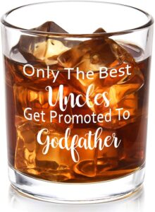 dazlute godfather gifts, only the best uncles get promoted to godfather whiskey glass, father’s day birthday christmas gifts for uncle godfather brother- in -law, 10oz old fashioned glass