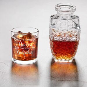 DAZLUTE Godfather Gifts, Only The Best Uncles Get Promoted To Godfather Whiskey Glass, Father’s Day Birthday Christmas Gifts for Uncle Godfather Brother- in -Law, 10Oz Old Fashioned Glass