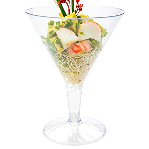 Restaurantware 7.5 Ounce Plastic Martini Glasses 100 Round Disposable Martini Glasses - Shipped Unassembled Premium Clear Plastic Plastic Cocktail Glasses For Weddings Or Events