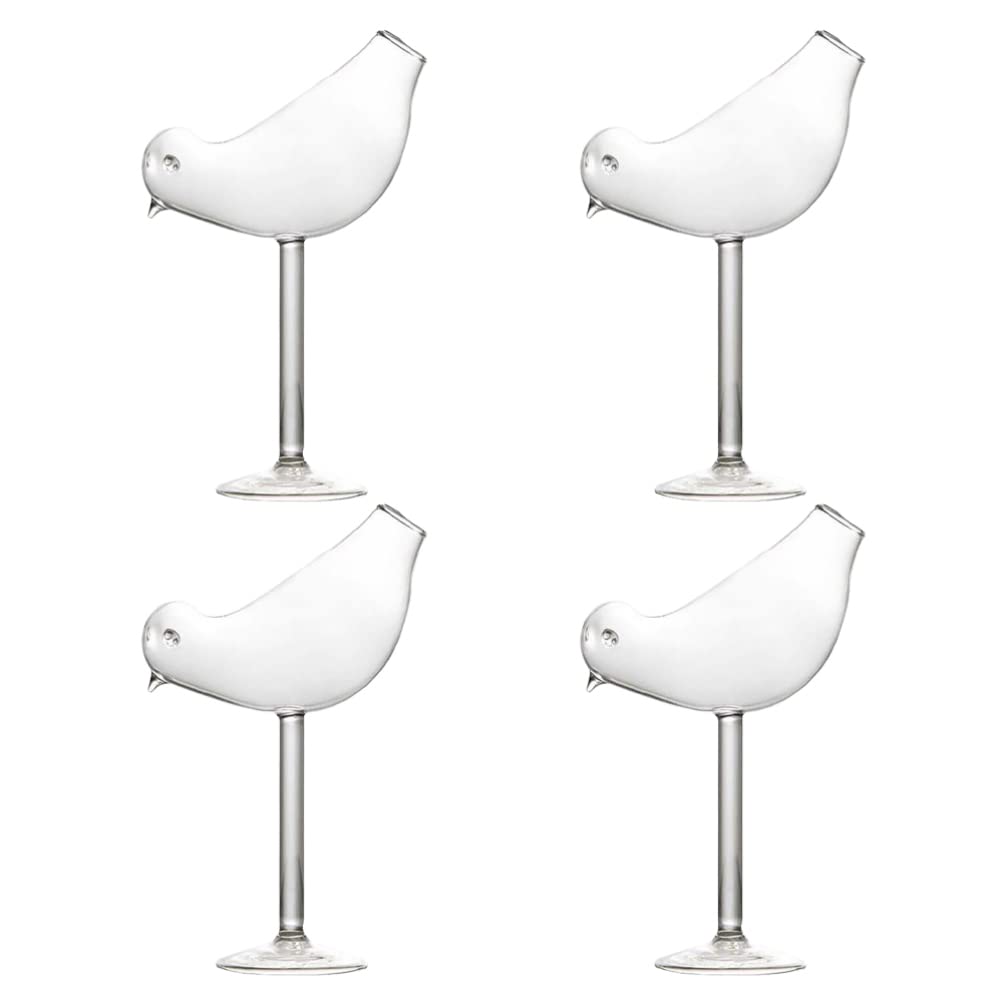 Angoily 4pcs Cocktail Glass Bird Glasses Drinking Bird Shaped Cocktail Wine Glass Champagne Coupe Glass Martini Goblet Cups Glassware for Home Bar Club Party