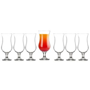 tigerchef heavy duty, professional grade glasses. dishwasher safe. serve drinks, liquor, wine, alcohol, beer, shots, cocktails, margarita, water, desserts. (hurricane 15.5 oz, 6)