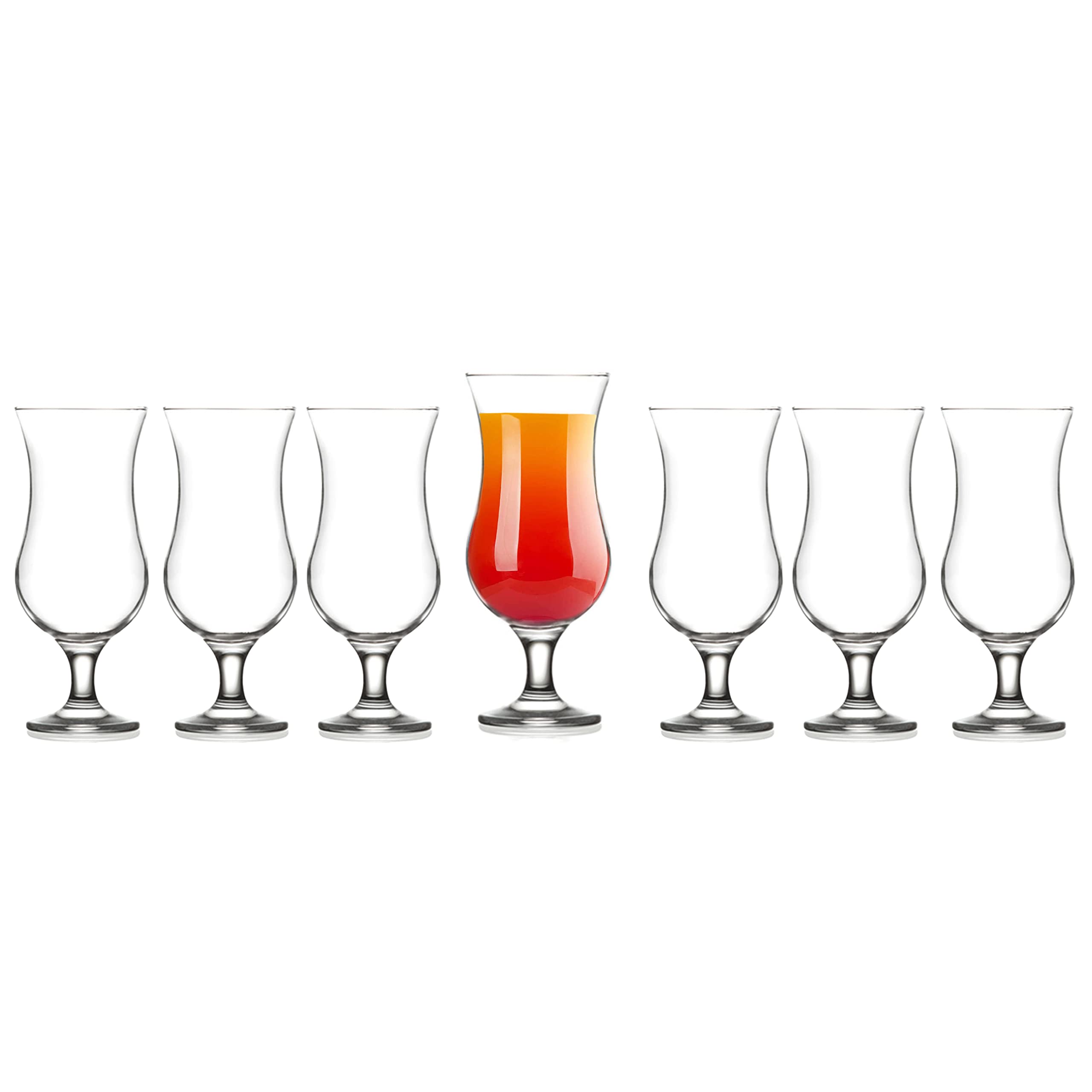 Tigerchef Heavy Duty, Professional Grade Glasses. Dishwasher safe. Serve Drinks, Liquor, Wine, Alcohol, Beer, Shots, Cocktails, Margarita, Water, Desserts. (Hurricane 15.5 Oz, 6)