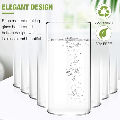 Hoolerry 8 Pack 19 oz Highball Drinking Glasses Thin Highball Glasses Clear Glass Mugs Cocktail Glasses Round Water Glasses Elegant Bar Glassware Glass Drink Tumblers for Coffee Juice Beer Milk