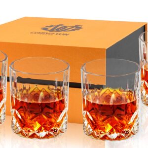 calliva von Old Fashioned Whiskey Glasses Set of 6, Heavy Crystal Rocks Glass In Gifts Box. Large 10oz Lowball Bar Tumbler for Bourbon Scotch Whisky Cocktail Drinking