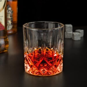 calliva von Old Fashioned Whiskey Glasses Set of 6, Heavy Crystal Rocks Glass In Gifts Box. Large 10oz Lowball Bar Tumbler for Bourbon Scotch Whisky Cocktail Drinking