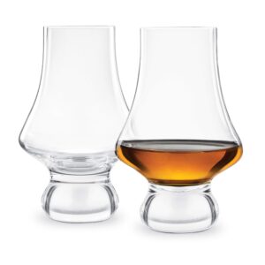 final touch whiskey tasting glasses - set of 2 lead-free crystal glasses - durashield titanium reinforced – handcrafted (lfg4122)