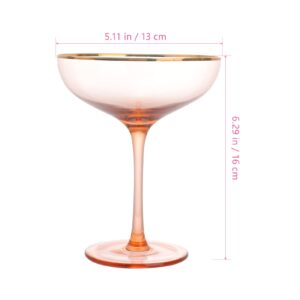 BESTOYARD 11 Oz Glass Margarita Glasses Hard Clear Glass Cocktail Cups Crystal Highball Glasses Coupe Frozen 320 ML Drink Cups Lead-Free Bar Glass Drinking Cups Pink