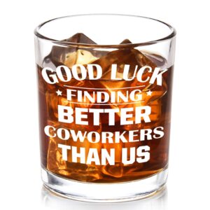 futtumy good luck finding better coworkers than us whiskey glass, goodbye farewell going away leaving new job gifts for coworker boss colleague friend men, coworker old fashioned glass 10oz