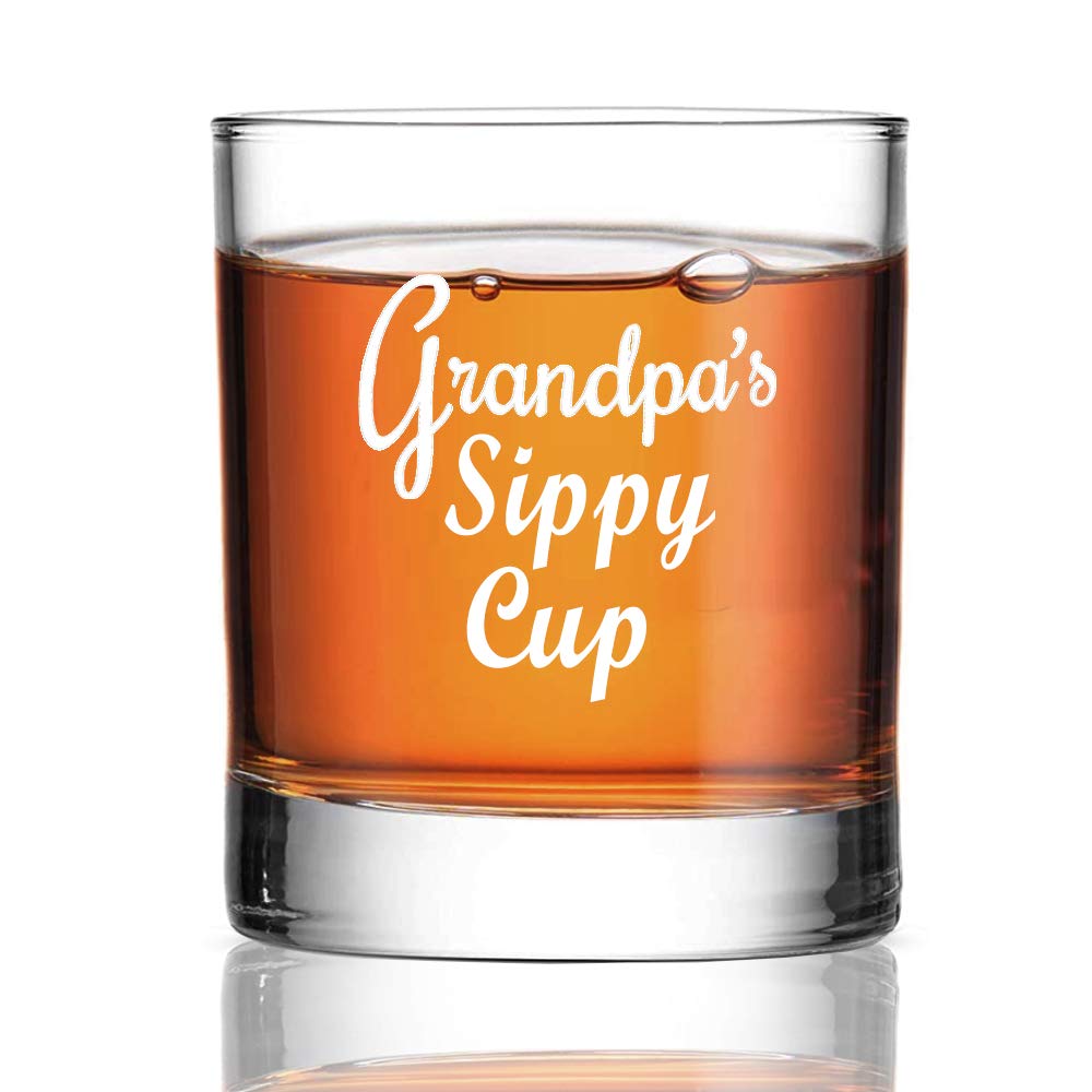 Perfectinsoy Grandpa's Sippy Cup Whiskey Glass, Grandpa Whiskey Glass, Funny Birthday Gift for Grandpa, Papa, Dads, Grandfather to be, Baby Shower, Funny Gift for Dad from Daughter Son Kids