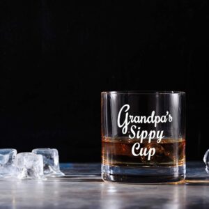 Perfectinsoy Grandpa's Sippy Cup Whiskey Glass, Grandpa Whiskey Glass, Funny Birthday Gift for Grandpa, Papa, Dads, Grandfather to be, Baby Shower, Funny Gift for Dad from Daughter Son Kids