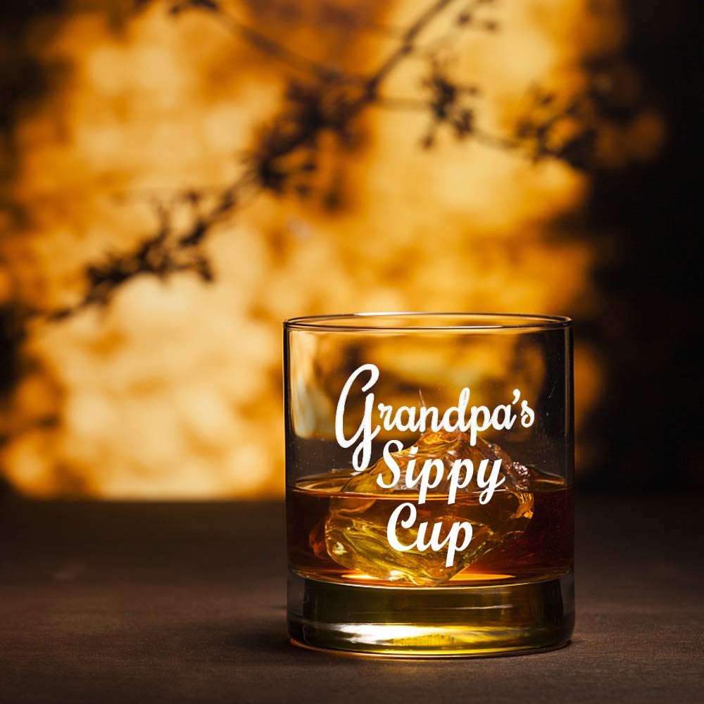 Perfectinsoy Grandpa's Sippy Cup Whiskey Glass, Grandpa Whiskey Glass, Funny Birthday Gift for Grandpa, Papa, Dads, Grandfather to be, Baby Shower, Funny Gift for Dad from Daughter Son Kids