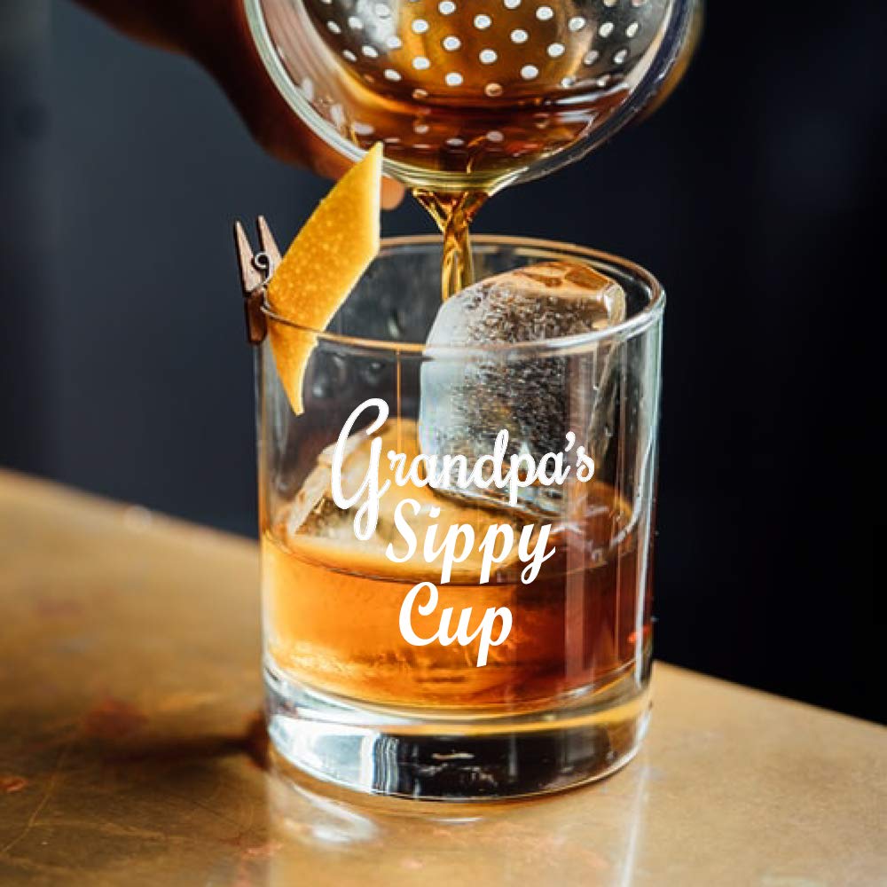 Perfectinsoy Grandpa's Sippy Cup Whiskey Glass, Grandpa Whiskey Glass, Funny Birthday Gift for Grandpa, Papa, Dads, Grandfather to be, Baby Shower, Funny Gift for Dad from Daughter Son Kids