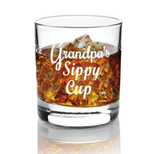 Perfectinsoy Grandpa's Sippy Cup Whiskey Glass, Grandpa Whiskey Glass, Funny Birthday Gift for Grandpa, Papa, Dads, Grandfather to be, Baby Shower, Funny Gift for Dad from Daughter Son Kids