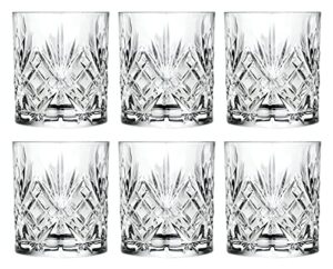 barski tumbler glass - double old fashioned - set of 6 - glasses - designed dof crystal glass tumblers - for whiskey - bourbon - water - beverage - drinking glasses - 10.5 oz. - made in europe