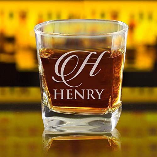 My Personal Memories, Custom Personalized Square Rocks Glass Tumbler - Wedding Party Groomsmen Father's Day - Engraved Monogrammed Drinkware Glassware Barware Etched