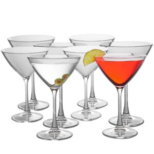 d'eco unbreakable 9 oz stemmed martini glasses (set of 8) - reusable shatterproof espresso & dirty martini glasses - perfect for hosting parties & entertaining - mixed drink & cocktail glasses set