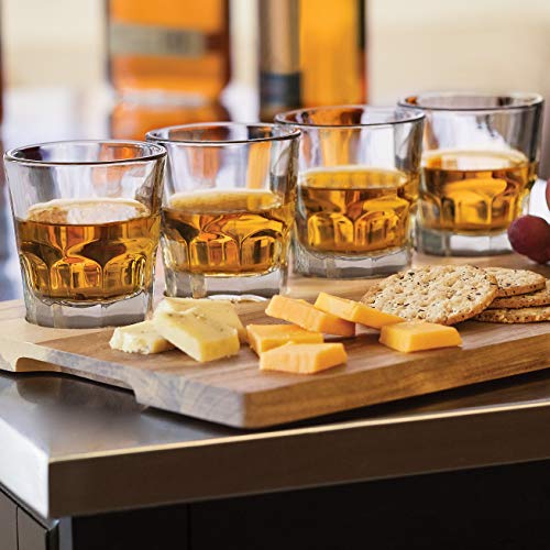 Libbey Craft Spirits Whiskey Flight Glass Set with Wood Carrier, 4 Glasses