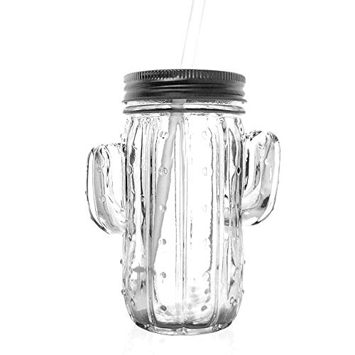 Cactus Mason Jar Glass - W/Lid