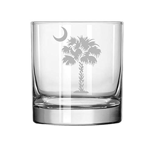 11 oz Rocks Whiskey Highball Glass Palmetto Tree South Carolina Palm Moon