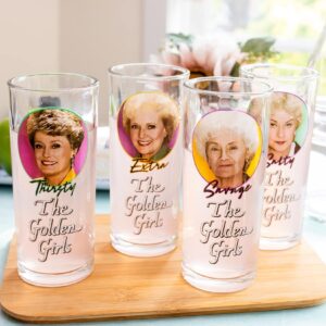 Silver Buffalo The Golden Girls Frames Logo 10-Ounce Tumbler Glasses | Set of 4