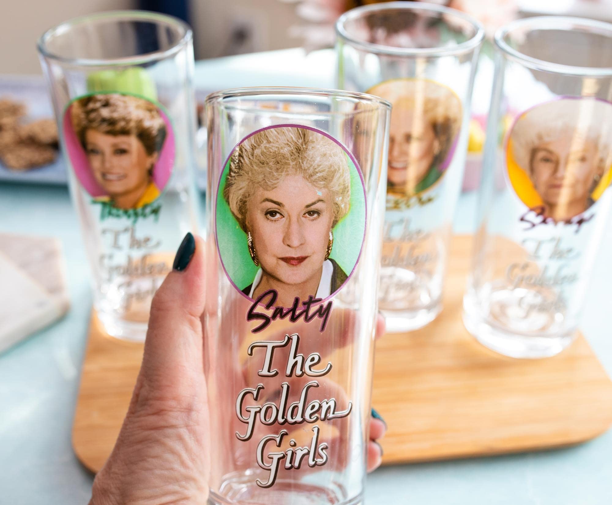 Silver Buffalo The Golden Girls Frames Logo 10-Ounce Tumbler Glasses | Set of 4