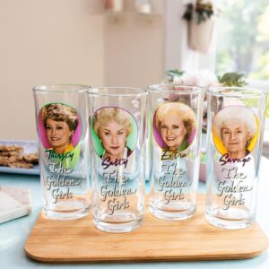 Silver Buffalo The Golden Girls Frames Logo 10-Ounce Tumbler Glasses | Set of 4