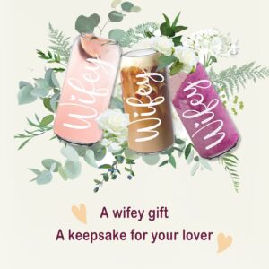 Bridal shower gift for bride, wifey cup gift, wedding gift, engagment/bachelorette gifts, wifey cup for couples anniversary, bride to be gift, ice coffe cup for Valentines Day/ for her, fiance gifts