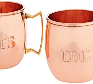 ODI Moscow Mule Kit with Mr. and Mrs. Moscow Mule Copper Mugs, Moscow Mule Cups 16 Ounces Solid Copper