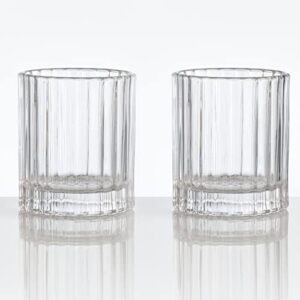 burns glass euro-crystal style faceted dof 11.5 oz (set of 2)