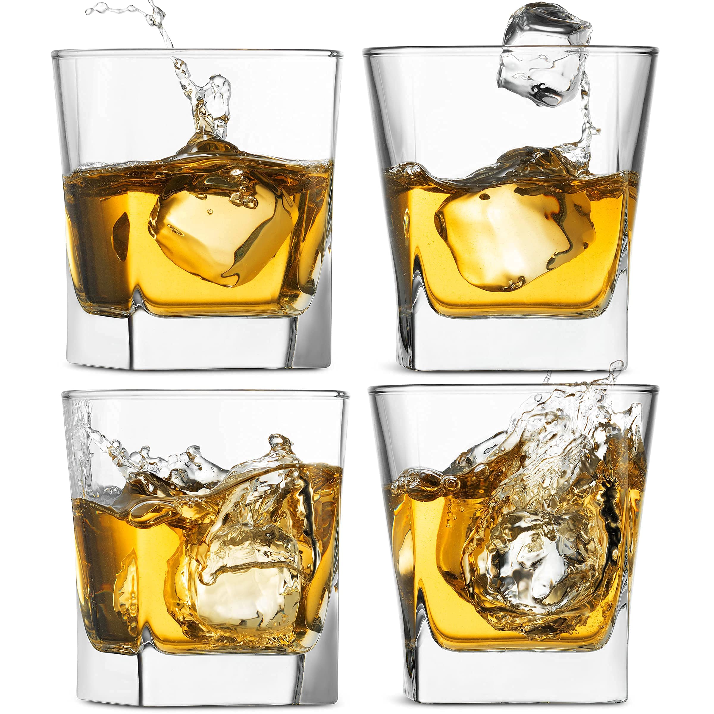 Red Series 10 oz. Square Double Old Fashioned Glass (Set of 4)