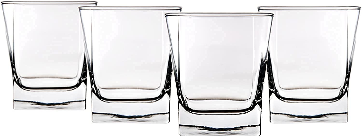 Red Series 10 oz. Square Double Old Fashioned Glass (Set of 4)