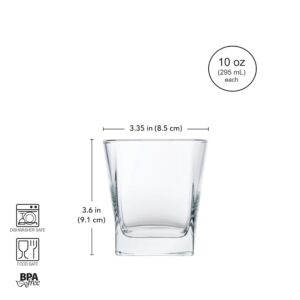 Red Series 10 oz. Square Double Old Fashioned Glass (Set of 4)