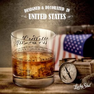 Lucky Shot - We The People Whiskey Glass | United States Constitution | America USA Patriotic Wine Glass Gift | Political Republicans Patriotic Glass - Set of 2 (11 oz)