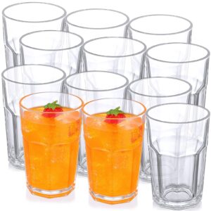 zopeal water glasses set of 12 drinking glasses tumblers glassware highball glasses tall glass cups clear heavy base glasses for christmas party water soda beer cocktails and mixed drink (14.5 oz)