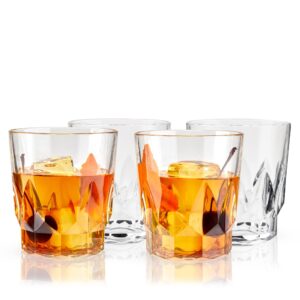 Viski Shatterproof DOF Drinking Glasses - Acrylic Rocks Glasses for Whiskey, Scotch, Bourbon - Dishwasher Safe 11.5oz Set of 4