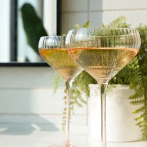 Sister.ly Drinkware Pink Coupe Glasses/Pink Coupe Champagne Glasses, Set of 2, 8 oz, Perfect for Cocktails, Mocktails, and Martinis, Great for Parties, Birthdays, Date Night, or Ladies Night