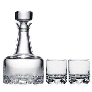 Orrefors Erik 3 Piece Set, Decanter and 2 Double Old Fashioned Glasses , One size -