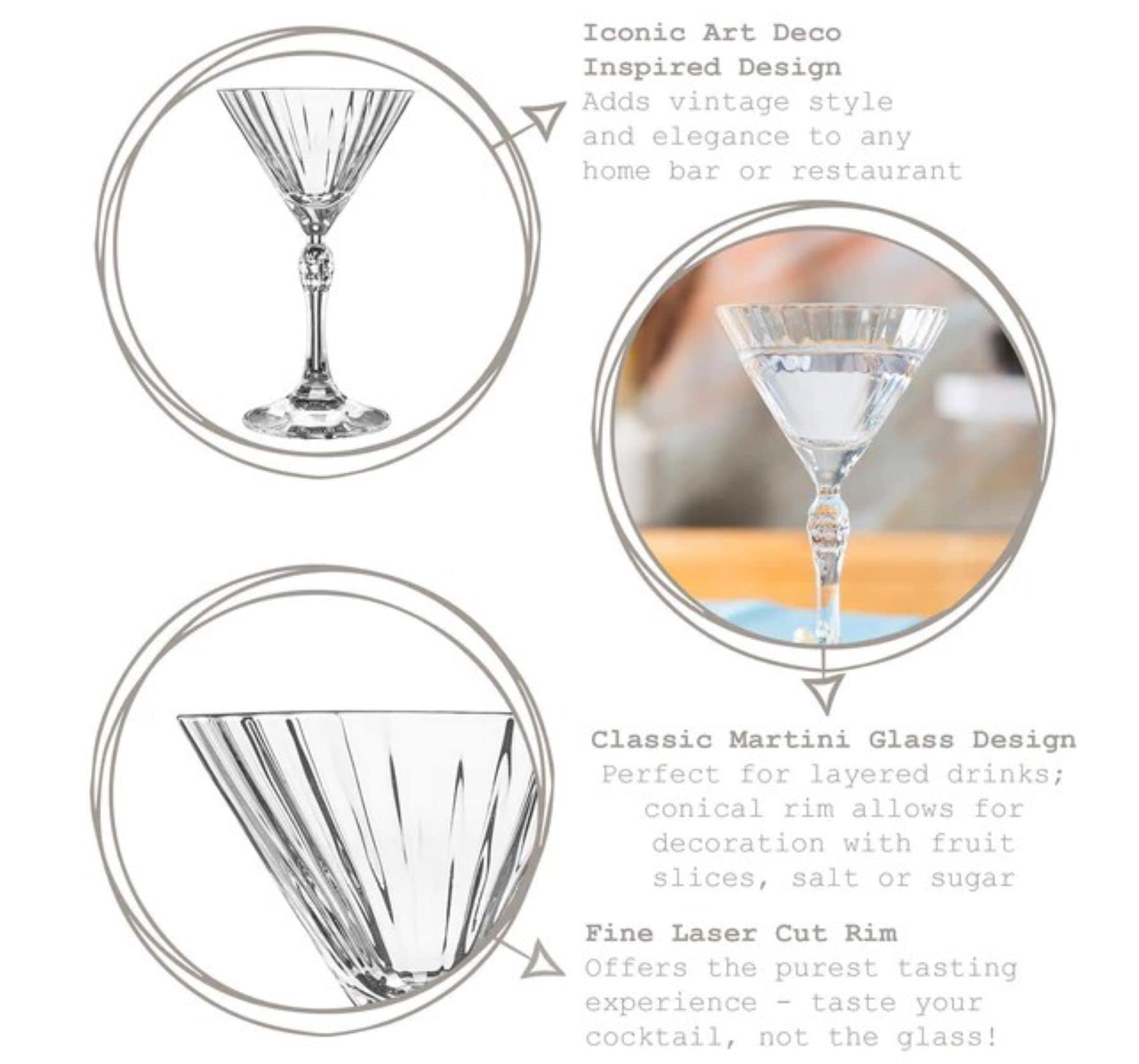 Bormioli Rocco America '20s 8.5 oz. Martini Glass, Clear, Set of 4