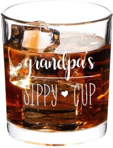 grandpa gift - grandpa whiskey glass 10oz, grandpa's sippy cup old fashioned whiskey glass for grandfather, grandpa, gift idea for father's day, birthday, christmas, thanksgiving