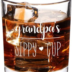 Grandpa Gift - Grandpa Whiskey Glass 10oz, Grandpa's Sippy Cup Old Fashioned Whiskey Glass for Grandfather, Grandpa, Gift Idea for Father's Day, Birthday, Christmas, Thanksgiving