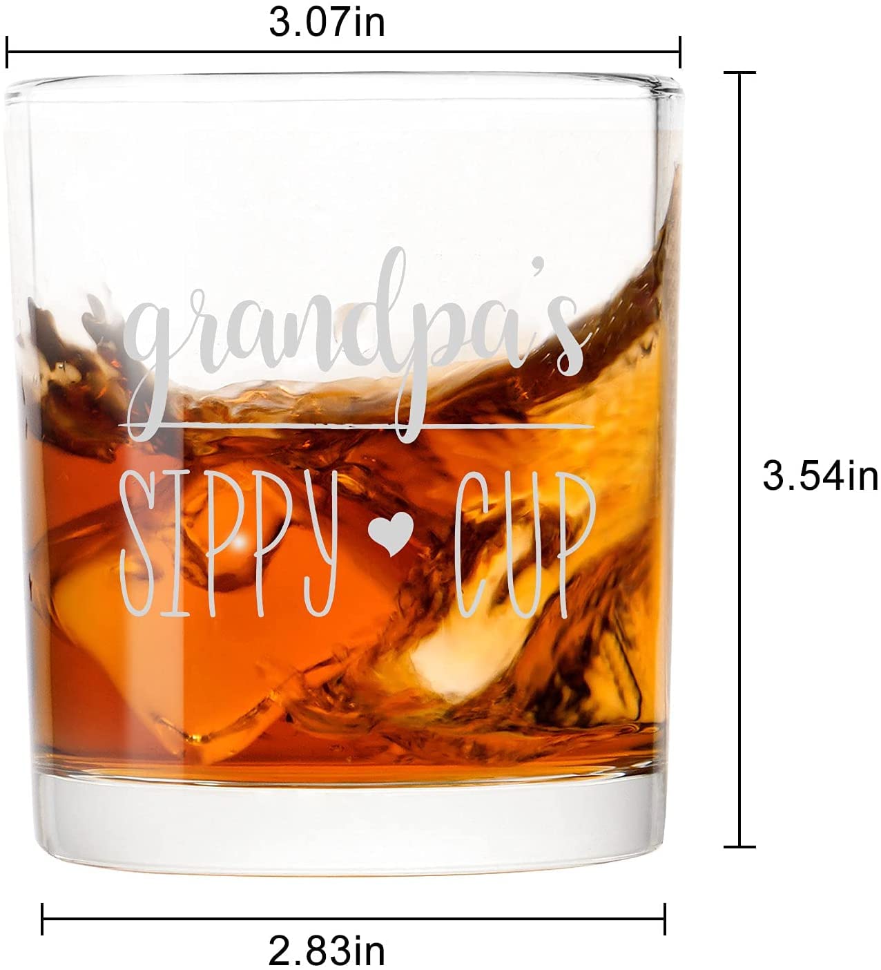 Grandpa Gift - Grandpa Whiskey Glass 10oz, Grandpa's Sippy Cup Old Fashioned Whiskey Glass for Grandfather, Grandpa, Gift Idea for Father's Day, Birthday, Christmas, Thanksgiving