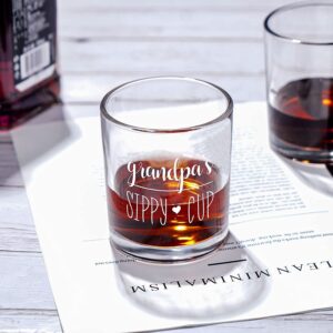 Grandpa Gift - Grandpa Whiskey Glass 10oz, Grandpa's Sippy Cup Old Fashioned Whiskey Glass for Grandfather, Grandpa, Gift Idea for Father's Day, Birthday, Christmas, Thanksgiving