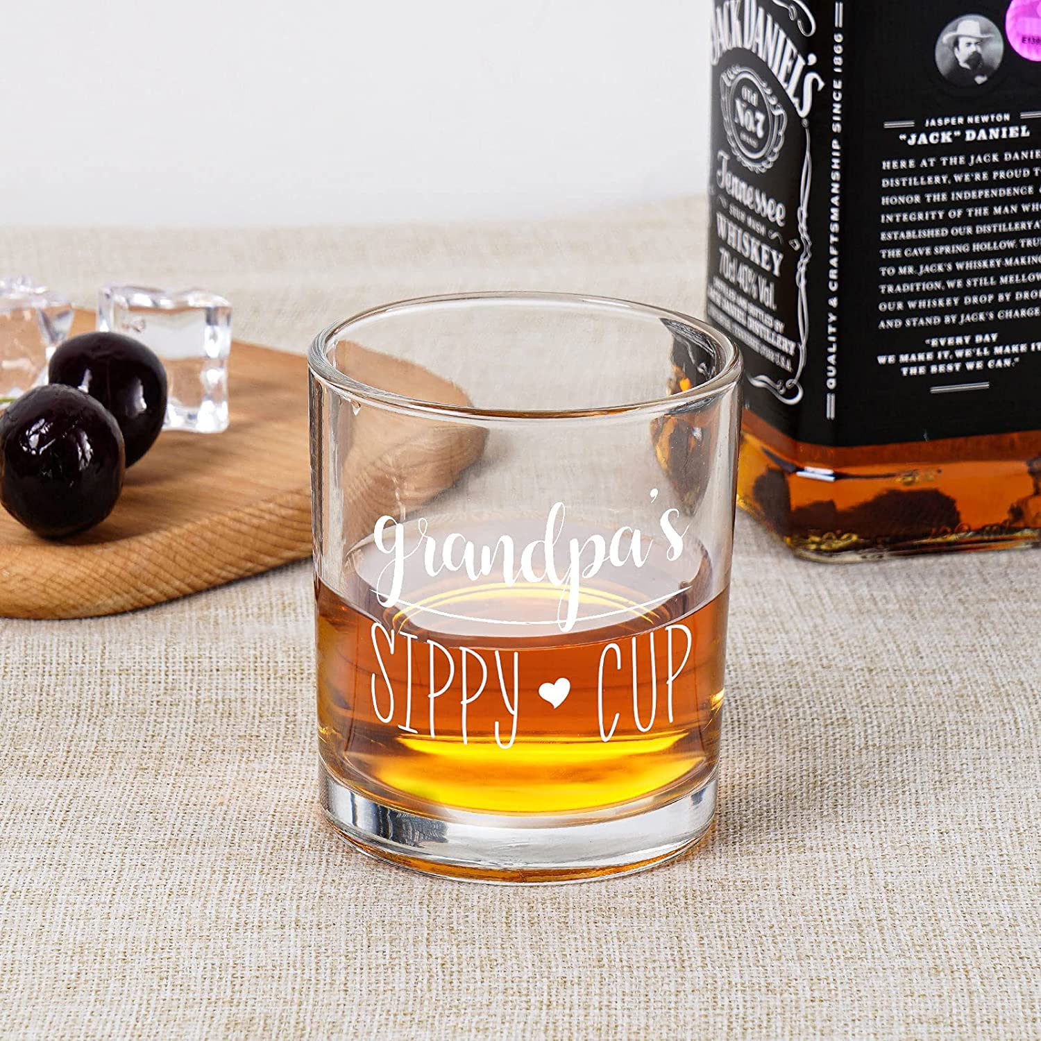 Grandpa Gift - Grandpa Whiskey Glass 10oz, Grandpa's Sippy Cup Old Fashioned Whiskey Glass for Grandfather, Grandpa, Gift Idea for Father's Day, Birthday, Christmas, Thanksgiving