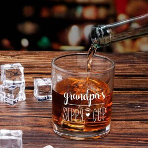 Grandpa Gift - Grandpa Whiskey Glass 10oz, Grandpa's Sippy Cup Old Fashioned Whiskey Glass for Grandfather, Grandpa, Gift Idea for Father's Day, Birthday, Christmas, Thanksgiving
