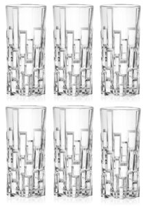 barski highball - glass tumbler - set of 6 - hiball glasses - crystal glass - beautiful design - drinking tumblers - for water, juice, wine, beer and cocktails - 11.6 oz made in europe