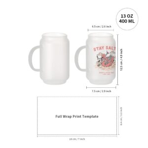 PYD Life Sublimation Glass Blanks Can Beer Kids Mug Frosted with Handle 13 OZ Coffee Tea Cups Milk Glass Tumblers Cups Mugs without Lid for Tumbler Mug Heat Press 4 Pack