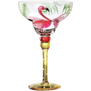 luxshiny flamingo cocktail glass crystal martini wine glasses hand painted margarita decorative glass goblet wedding party glassware gifts