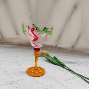Luxshiny Flamingo Cocktail Glass Crystal Martini Wine Glasses Hand Painted Margarita Decorative Glass Goblet Wedding Party Glassware Gifts
