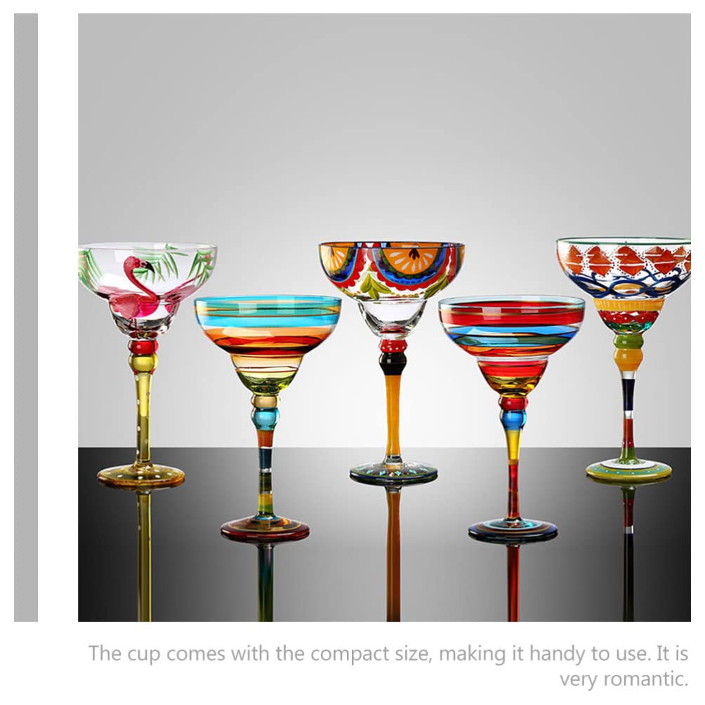 Luxshiny Flamingo Cocktail Glass Crystal Martini Wine Glasses Hand Painted Margarita Decorative Glass Goblet Wedding Party Glassware Gifts